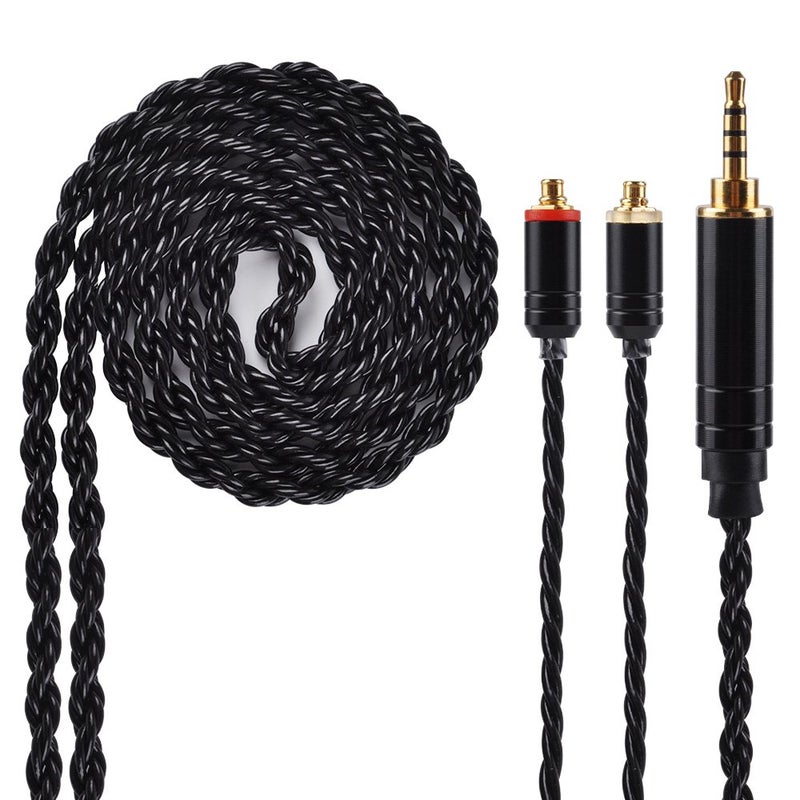 Kinboofi 6 Core Balanced Silver Plated Replacement Cable, Black MMCX Detachable Earphone Cable Replacement Earphone Wire for Shure 846 535 215 315 425 MAGAOSI K5 LZA4 A5 (2.5mm Audio Jack, MMCX) - Image 1